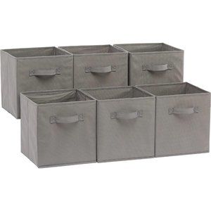 10.5"x10.5"x11" Gray Collapsible Fabric Storage Cubes Organizer with Handles